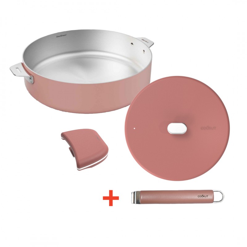 La Merveilleuse RVS Roze Sauteerpanset met Deksel 28 cm Handvat Pack LSDC - Cookut