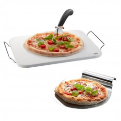 Darioso Pizzaset Rechthoekige Pizzasteen 38x30 cm met Pizzaschep en Pizzasnijder - Gefu