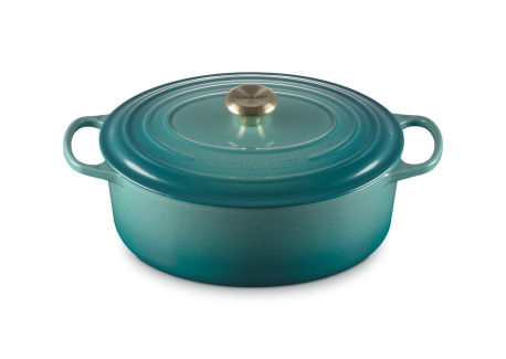 Signature Ovale gietijzeren Cocotte 6,3 L Riviera Blauw (31 cm) - Le Creuset
