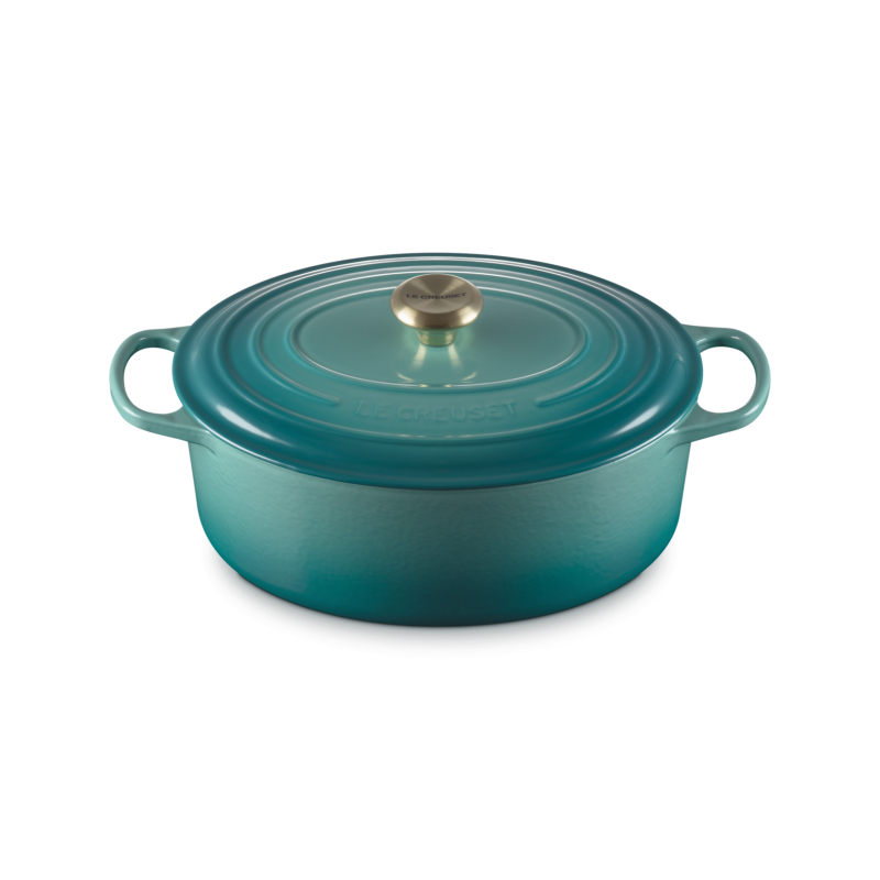Signature Ovale gietijzeren Cocotte 6,3 L Riviera Blauw (31 cm) - Le Creuset