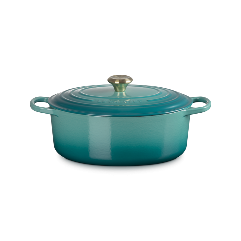 Cocotte Fonte Emaillée Signature Ovale 6,3 L Bleu Riviera (31 cm)  - Le Creuset