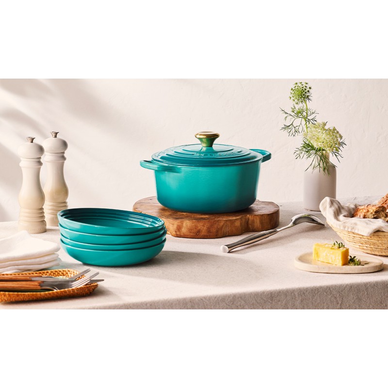 Cocotte Fonte Emaillée Signature Ronde 4,2 L Bleu Riviera (24 cm)  - Le Creuset