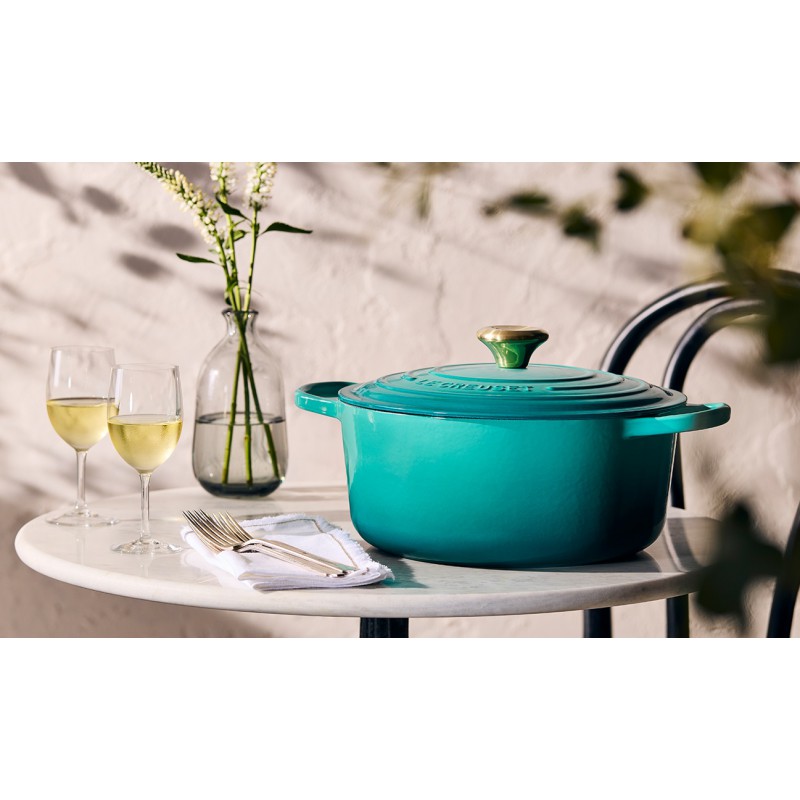 Cocotte Fonte Emaillée Signature Ronde 4,2 L Bleu Riviera (24 cm)  - Le Creuset