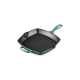 Poêle en Fonte Emaillée Skillet Grill Carré 26 cm Bleu Riviera  - Le Creuset