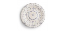 Copenhague Assiette Plate Céramique Email Brillant Blanc Crème et Bleu 27cm 