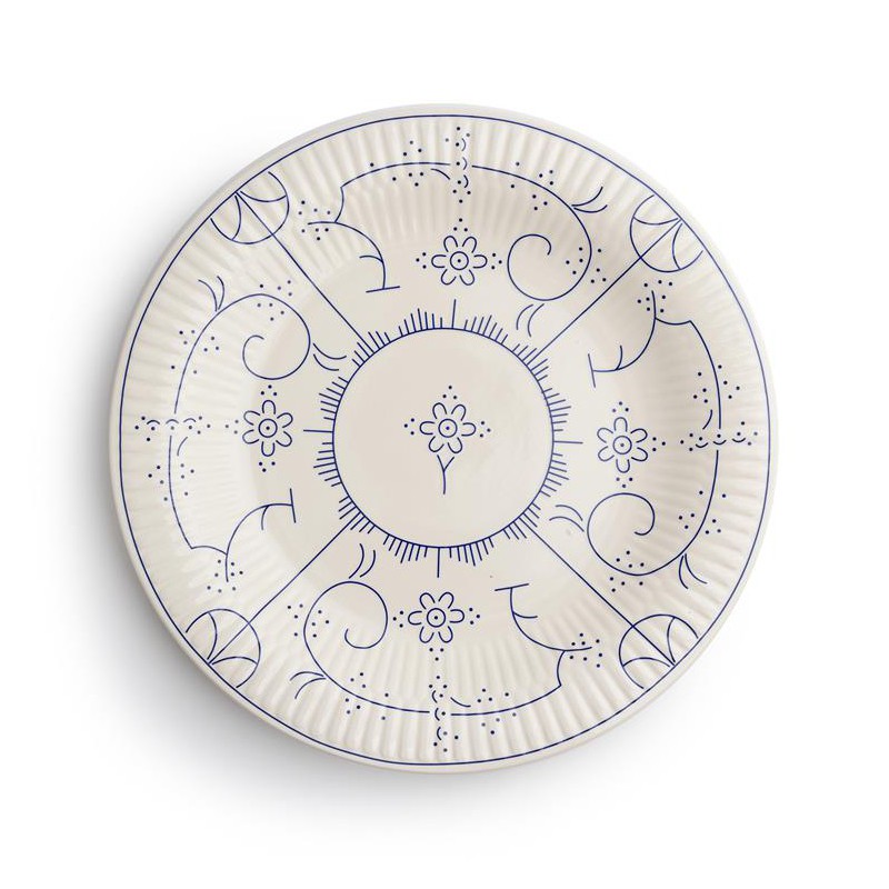 Copenhague Assiette Plate Céramique Email Brillant Blanc Crème et Bleu 27cm  - Royal Boch