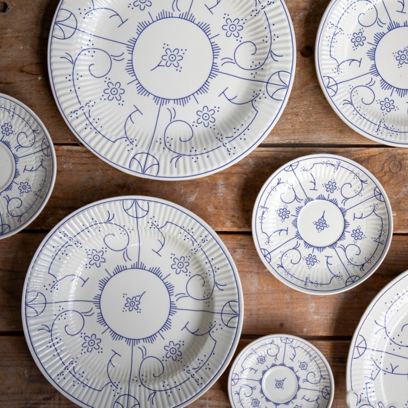 Copenhague Keramisch Bord Glanzend Emaille Crème Wit en Blauw 27cm - Royal Boch