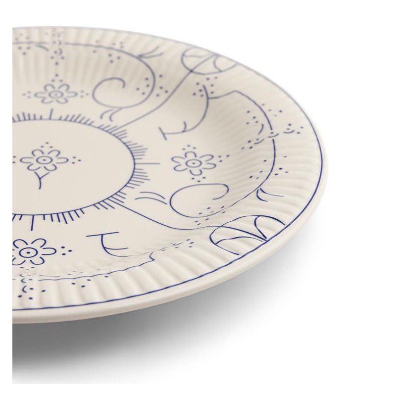 Copenhague Assiette Plate Céramique Email Brillant Blanc Crème et Bleu 27cm  - Royal Boch