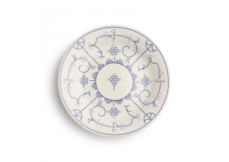 Copenhague Assiette Creuse Céramique Email Brillant Blanc Crème Bleu 24,5cm  - Royal Boch