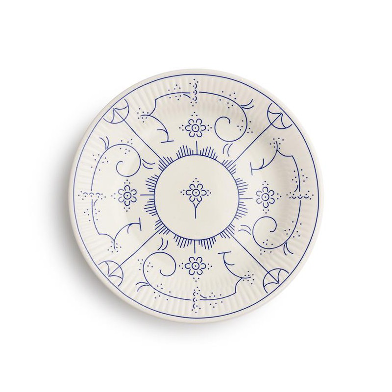 Copenhague Keramisch Soepbord Glanzend Emaille Crème Wit en Blauw 24,5cm - Royal Boch