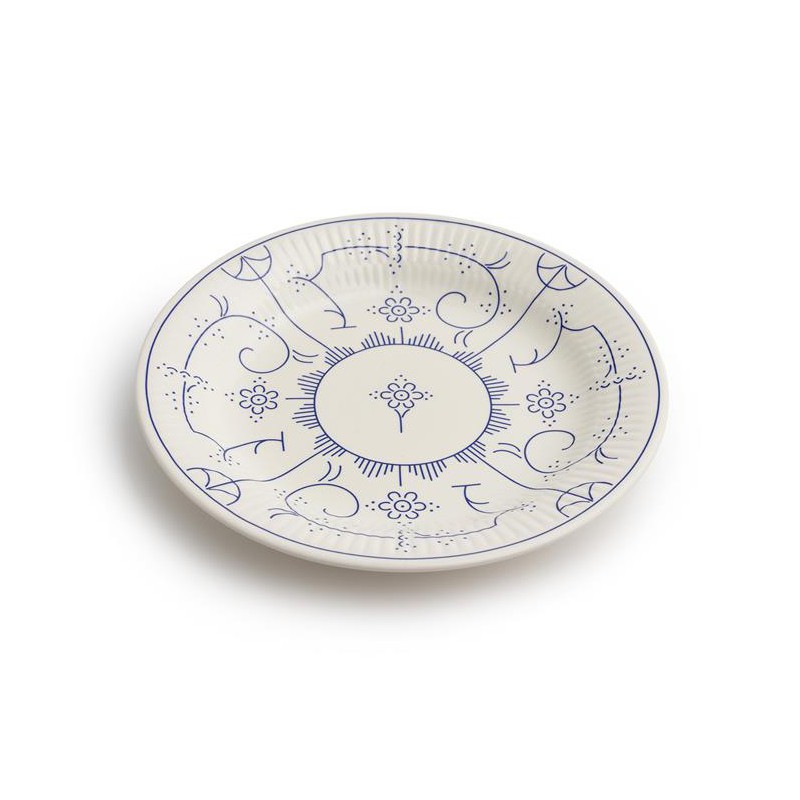 Copenhague Assiette Creuse Céramique Email Brillant Blanc Crème Bleu 24,5cm  - Royal Boch