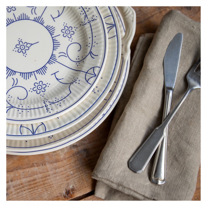 Copenhague Assiette Creuse Céramique Email Brillant Blanc Crème Bleu 24,5cm  - Royal Boch