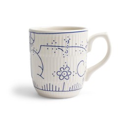 Copenhague Mug Céramique Email Brillant Blanc Crème Bleu avec Anse 28 cl  - Royal Boch