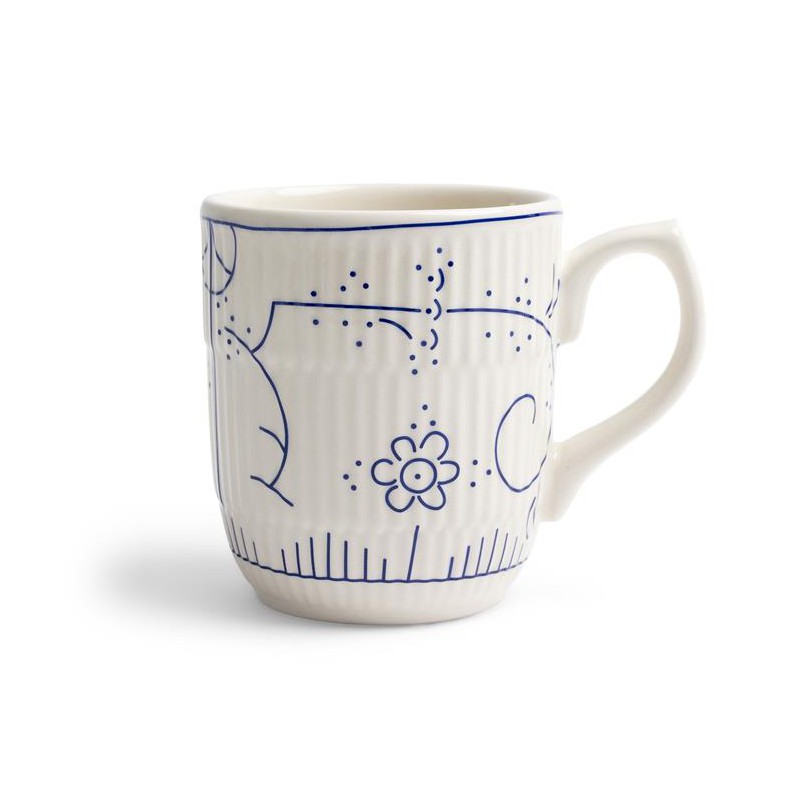 Copenhague Mug Céramique Email Brillant Blanc Crème Bleu avec Anse 28 cl  - Royal Boch