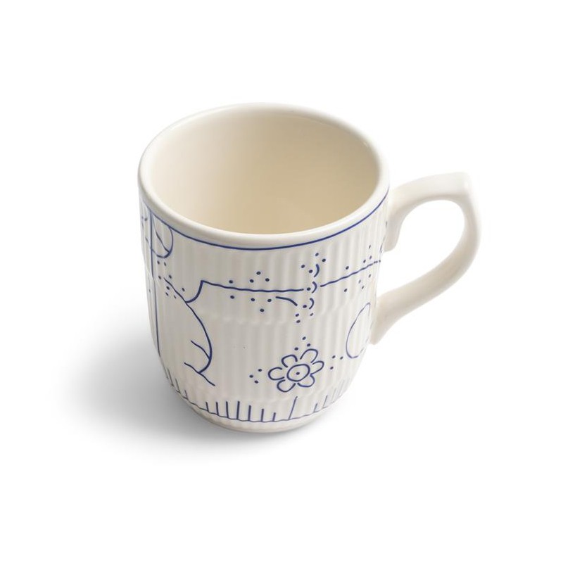 Copenhague Keramische Mok Glanzend Emaille Crème Wit Blauw met Handvat 28 cl - Royal Boch