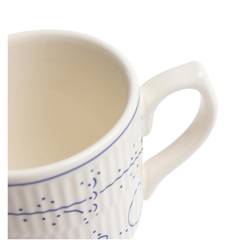 Copenhague Keramische Mok Glanzend Emaille Crème Wit Blauw met Handvat 28 cl - Royal Boch