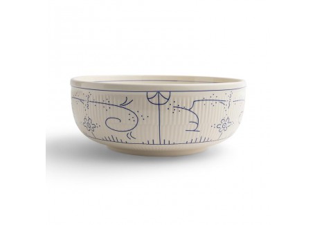 Copenhague Keramische Saladeschaal Glanzend Emaille 2 L 26 cm Crème Wit Blauw - Royal Boch