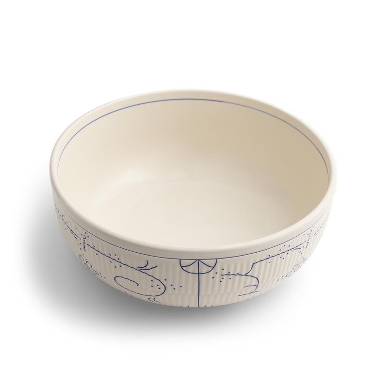 Copenhague Keramische Saladeschaal Glanzend Emaille 2 L 26 cm Crème Wit Blauw - Royal Boch