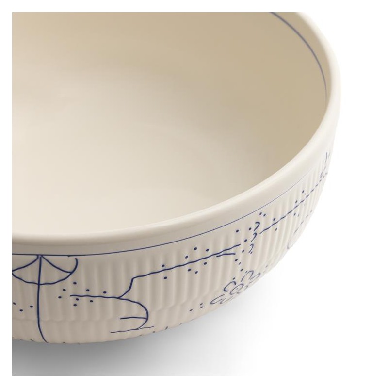 Copenhague Saladier Rond Céramique Email Brillant 2 L 26 cm Blanc Crème Bleu  - Royal Boch