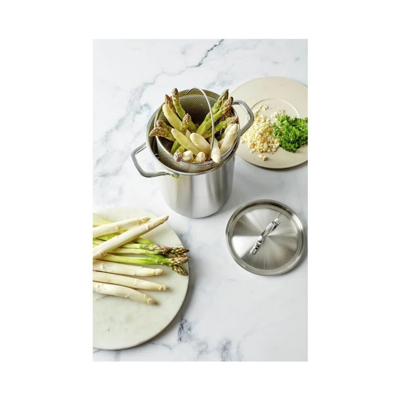 Specialties 3 Cocotte à Asperges en Inox Mat avec Panier 16 cm 4,5 L - Demeyere