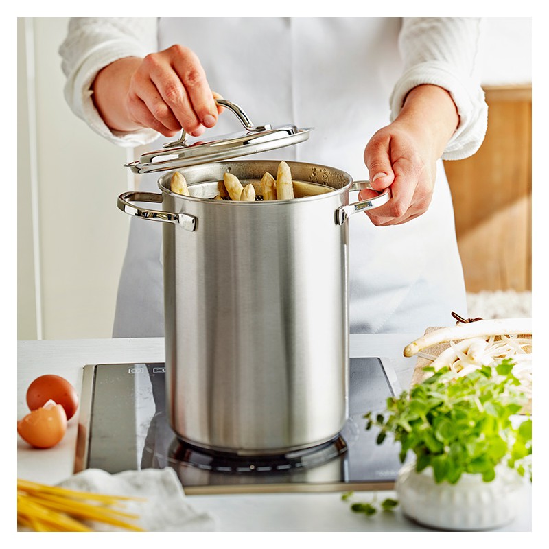 Specialties 3 Cocotte à Asperges en Inox Mat avec Panier 16 cm 4,5 L - Demeyere