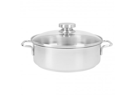 Apollo 7 Lage Kookpot RVS met Glazen Deksel 24 cm - Demeyere