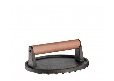 Presse à Viande Ronde Striée en Fonte pour Grillades et Smash Burger 18 cm - Kuchenprofi