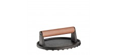 Presse à Viande Ronde Striée en Fonte pour Grillades et Smash Burger 18 cm