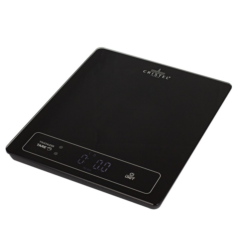 Keukenweegschaal 15kg/1g Touchless Tare Zwart 24x20 cm - Cristel