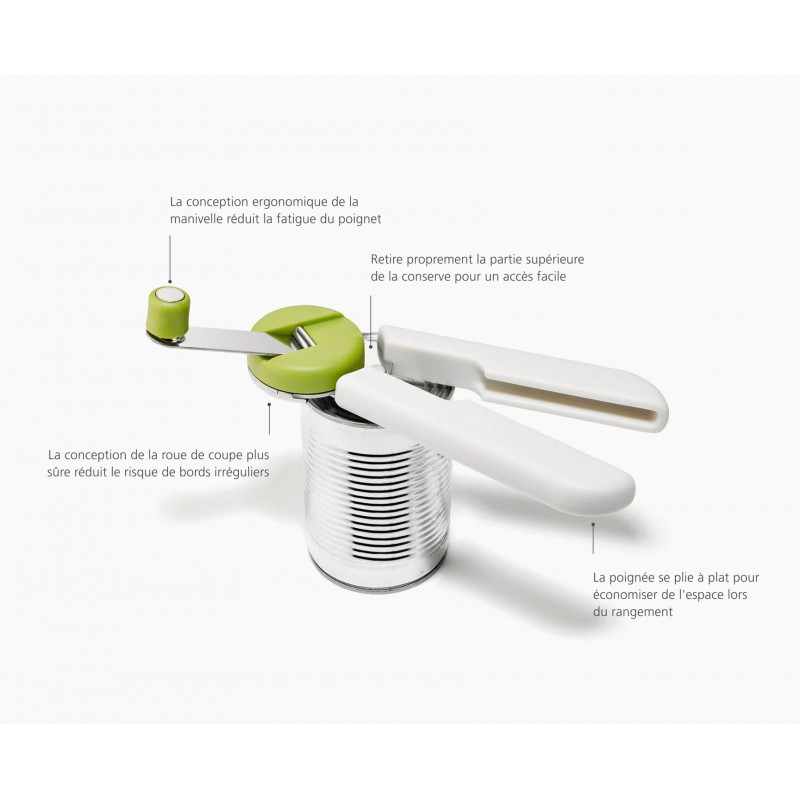 Goround Ouvre Boîte Manuel avec Manivelle Blanc et Vert 20 cm - Joseph Joseph