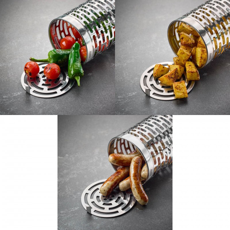 Rolling Grill RVS Cilinder Kookmand 9x30,5 cm voor Barbecue - Gefu