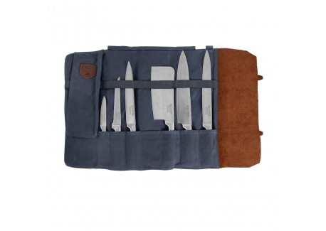 Chef Messen Foedraal van Leer en Stof met 9 Vakken Marineblauw 38x37 cm - Alaskan Maker