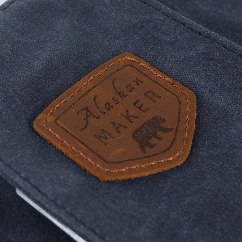 Chef Etui Couteaux Pliant Cuir et Toile 9 Compartiments Bleu Marine 38x37 cm  - Alaskan Maker