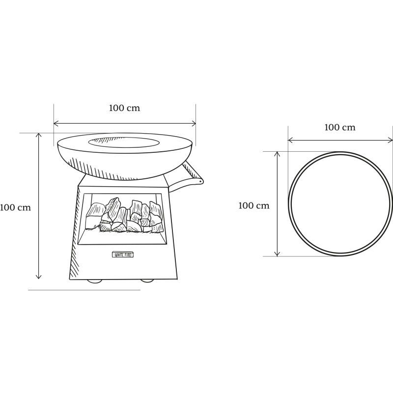 Nomad Barbecue Plancha Brasero Cortenstaal 100 cm Zwart - White Fire