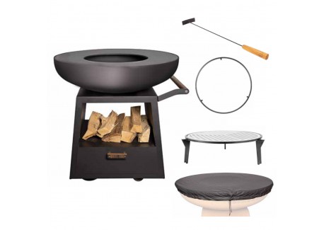 Nomad Barbecue Plancha Brasero Acier Corten Noir 100 cm Pack LSDC 5 pcs  - White Fire