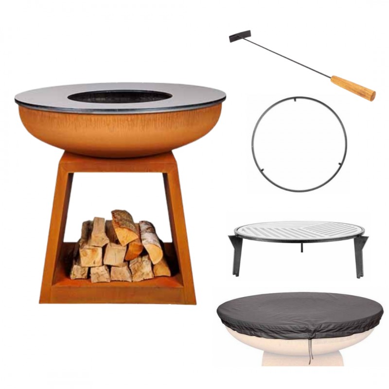 Stow Barbecue Plancha Brasero Cortenstaal 100 cm Pack LSDC 5 dlg - White Fire