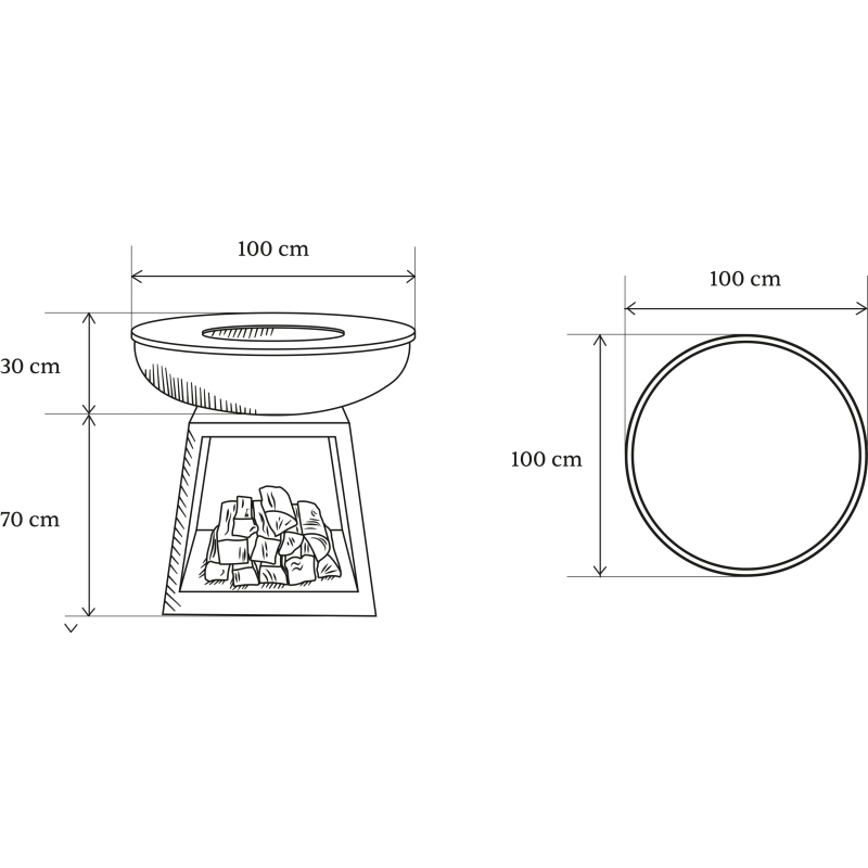 Stow Barbecue Plancha Brasero Cortenstaal 100 cm Pack LSDC 5 dlg - White Fire