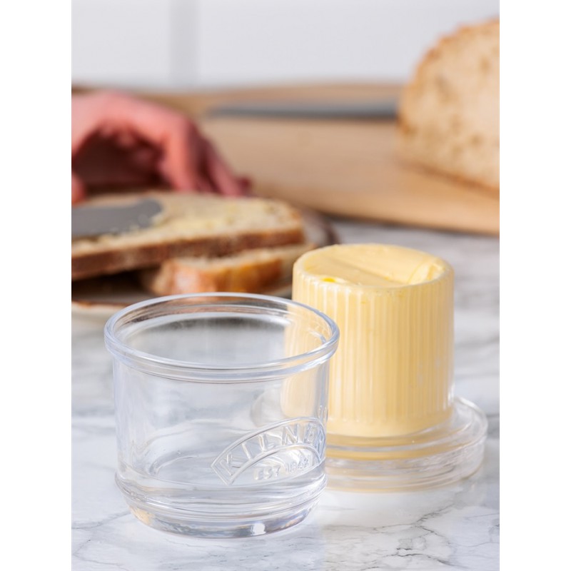 Beurrier Breton à Eau Verre Transparent Rond 10x10x9 cm (180 g de Beurre)  - Kilner
