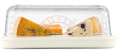 Boîte à Fromage en Verre pour Frigo avec Plateau Céramique 23x15x8,5 cm 