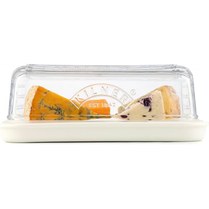 Boîte à Fromage en Verre pour Frigo avec Plateau Céramique 23x15x8,5 cm  - Kilner