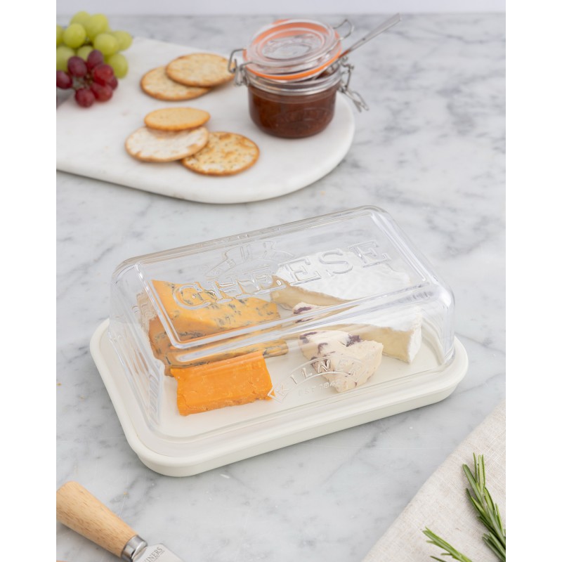 Boîte à Fromage en Verre pour Frigo avec Plateau Céramique 23x15x8,5 cm  - Kilner
