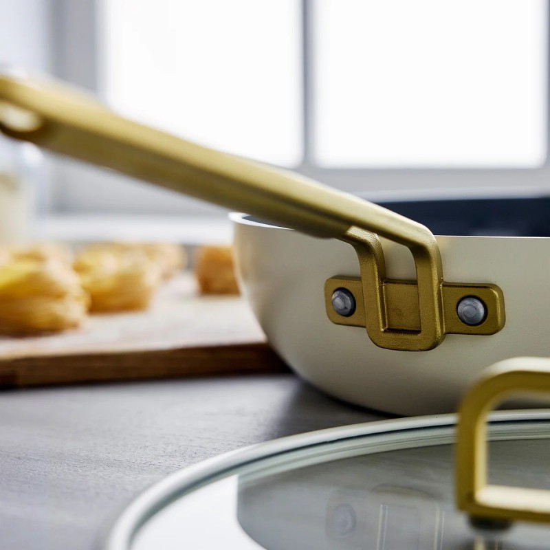 Tucci Collection Saltapasta Poêle Antiadhésive 29 cm Blanc Carrare Mat  - Greenpan