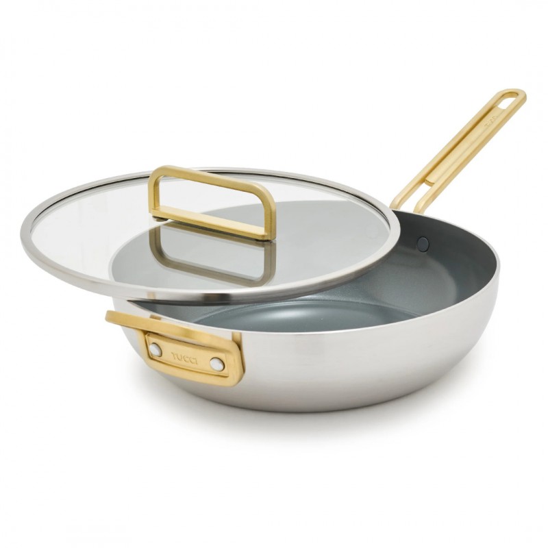 Tucci Collection Saltapasta Poêle Antiadhésive 29 cm Inox Mat 3 ply Doré  - Greenpan