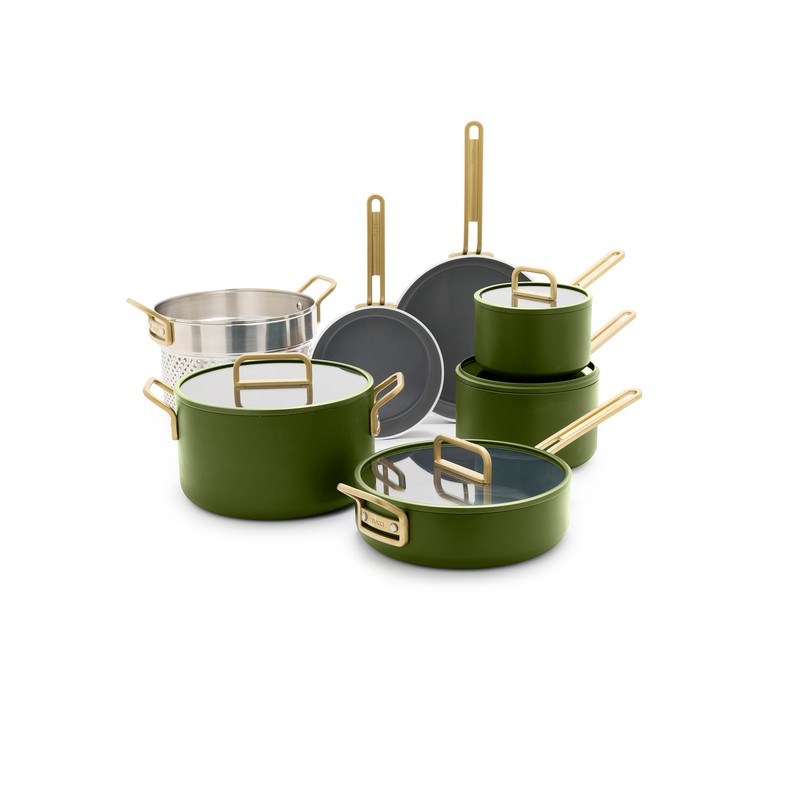 Tucci Collection Pannenset met Antiaanbaklaag 11-delig Mat Toscane Groen - Greenpan