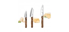 Cavina Set Couteaux à Fromage Lame Inox Manche Bois de Noyer 3 pcs