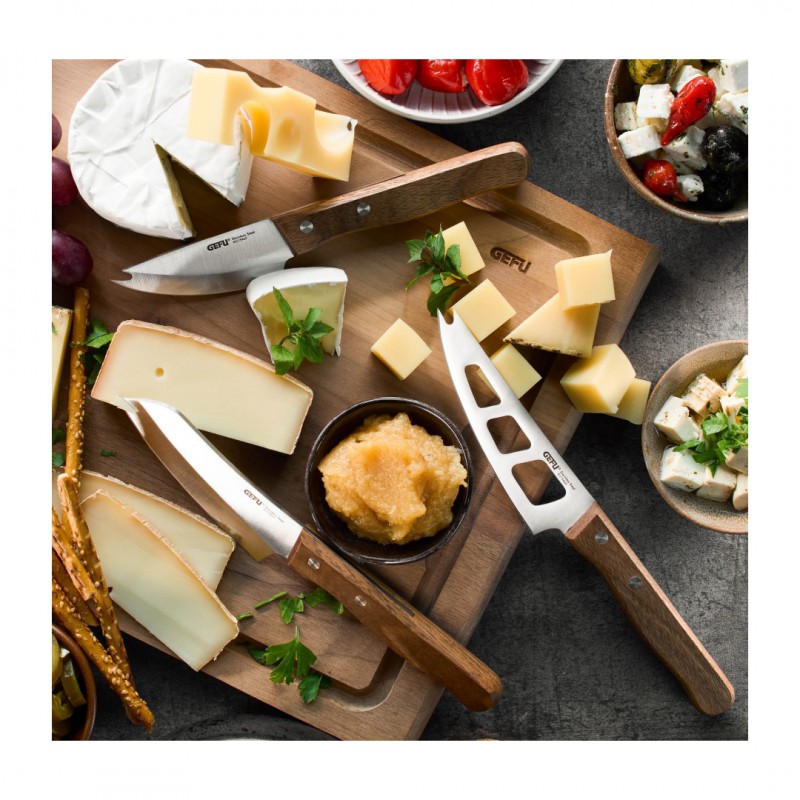 Cavina Set Couteaux à Fromage Lame Inox Manche Bois de Noyer 3 pcs - Gefu