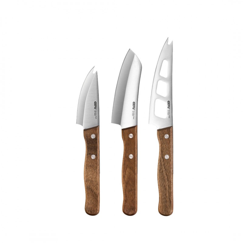 Cavina Set Couteaux à Fromage Lame Inox Manche Bois de Noyer 3 pcs - Gefu