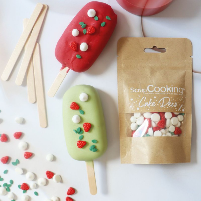 Décors Sucrés pour Gâteaux Tarte Fraise Meringuée Blanc Rouge Vert 30 g  - Scrapcooking