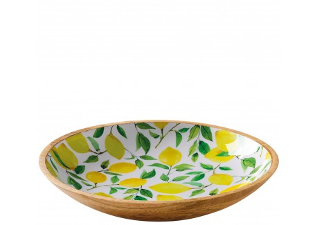 Plat de Service Coupe Bois de Manguier et Résine Citrons Jaunes 35x6 cm -N - Zassenhaus