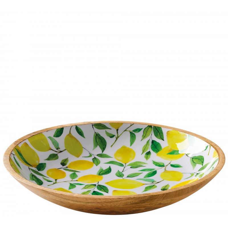 Plat de Service Coupe Bois de Manguier et Résine Citrons Jaunes 35x6 cm -N - Zassenhaus